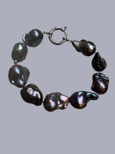 Lustrous Baroque fresh water Pearl bracelet with Silver Bolt Clasp