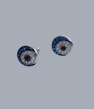 Blue mati eye sparkly earrings