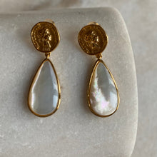 Gold coin and mother of pearl tear drops