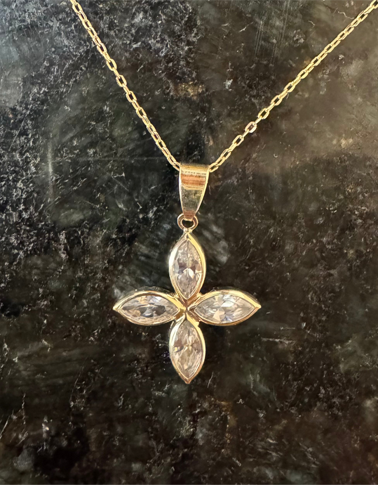 14k Sapphire marquise cross