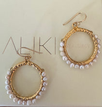 Golden hoops semi precious earrings