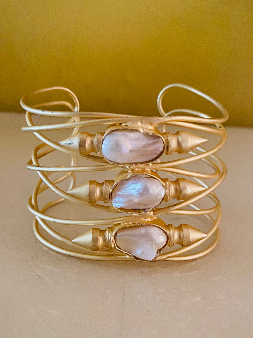 Brushed gold wire cuff