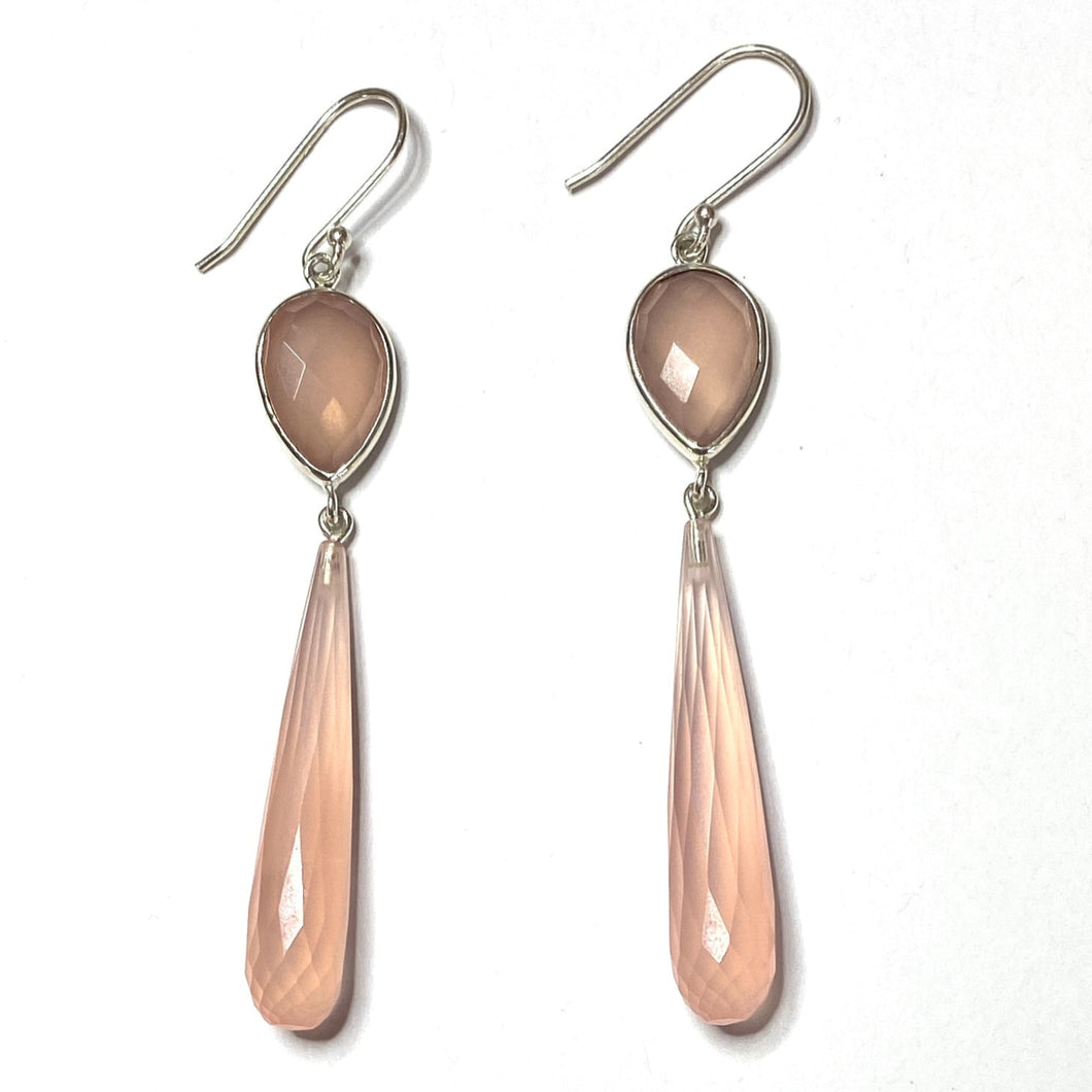 Pink Quartz crystal drop earrings