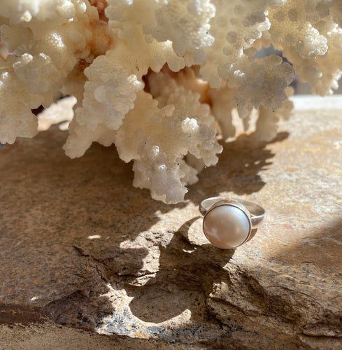 Dome fresh water pearl ring