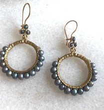 Golden hoops semi precious earrings