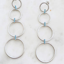 4 Brushed Silver Linked Hoops earrings