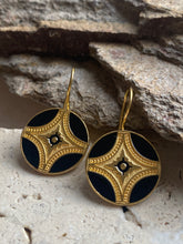 Gold and black Byzantine Star earrings