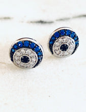 Blue mati eye sparkly earrings
