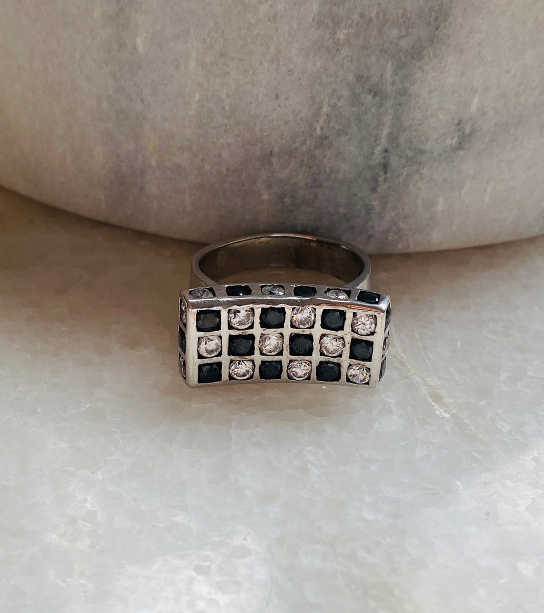 Black and white ring