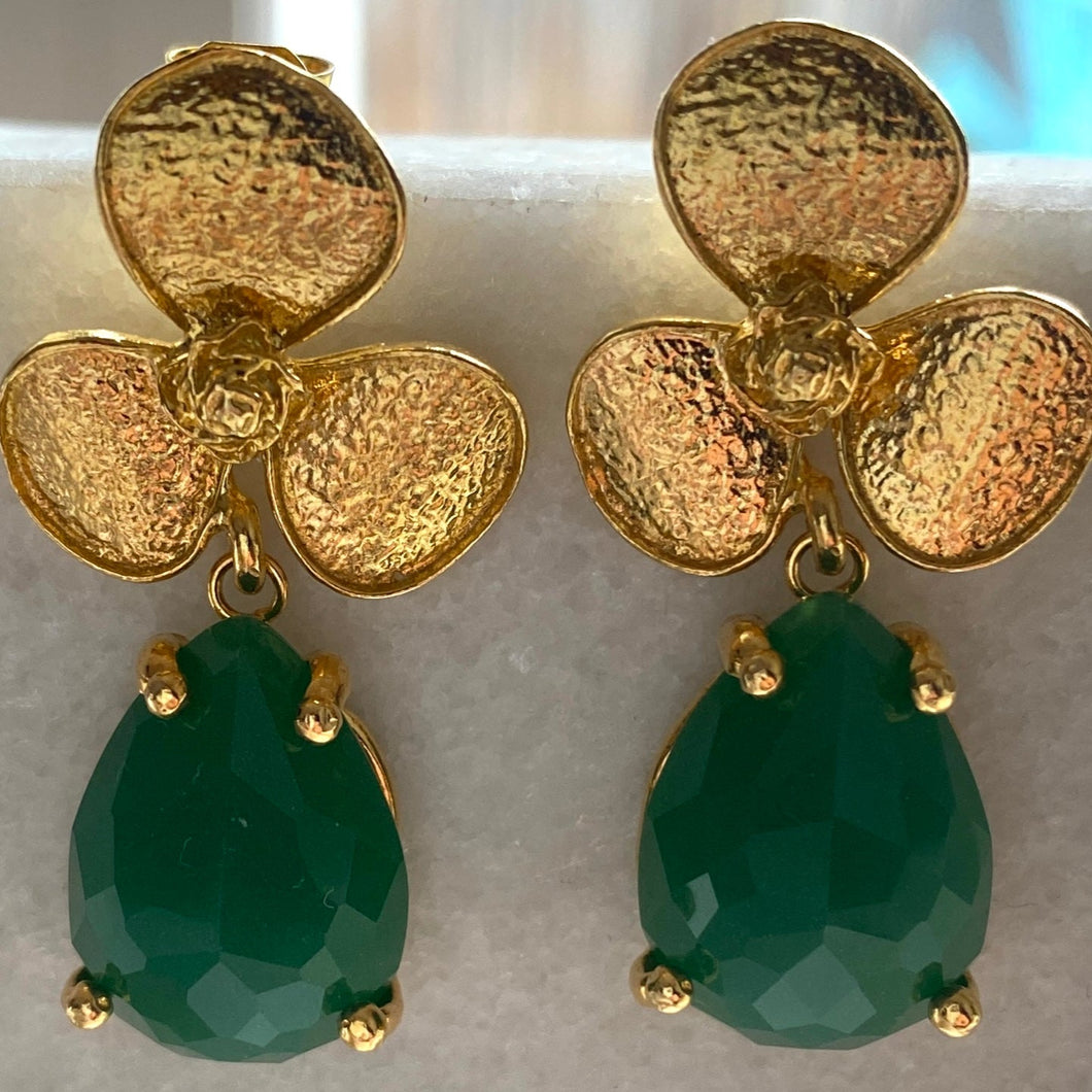 Irish green flower earrings