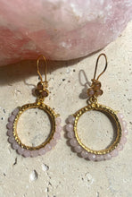 Golden hoops semi precious earrings