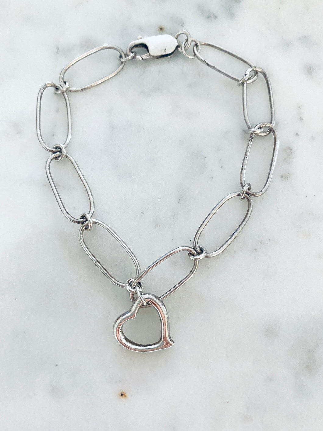 Paper clip heart bracelet