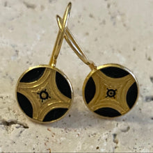Gold and black Byzantine Star earrings