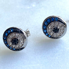 Blue mati eye sparkly earrings