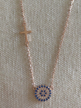 Aphrodite lucky eye, mati necklace (yellow and Rose gold vermeil and silver)