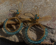 Golden hoops semi precious earrings