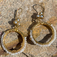 Golden hoops semi precious earrings