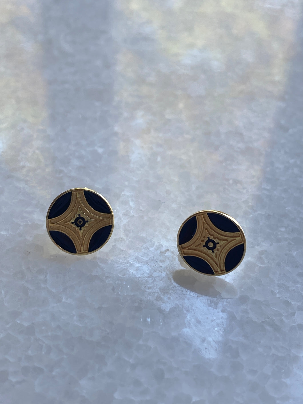 Gold and black Byzantine Star earrings