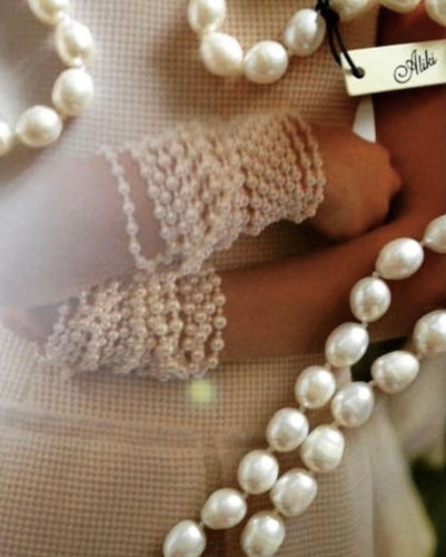 Long Double Knotted Fresh Water Pearl Necklace