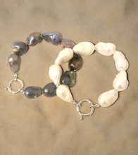 Lustrous Baroque fresh water Pearl bracelet with Silver Bolt Clasp