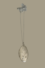Oval Locket with Rose filigree necklace