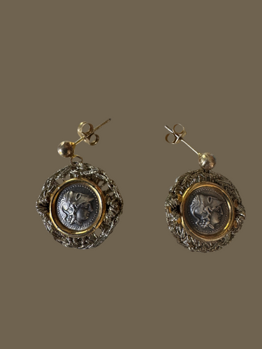 Goddess Athena coin earrings