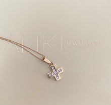 9k yellow gold white sapphire cross