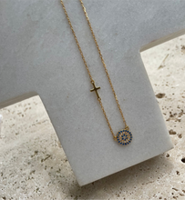 Aphrodite lucky eye, mati necklace (yellow and Rose gold vermeil and silver)