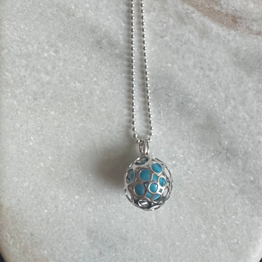 Turquoise cage necklace