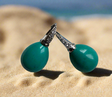 Chrysocolla vintage egg earrings