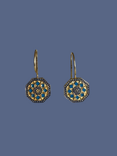 Octagon blue enamel earrings