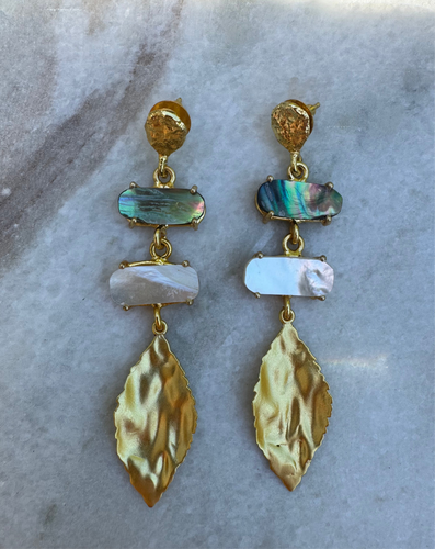 Hriso filo - golden leaf earrings