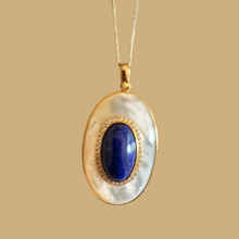 The lapis lazuli with mother of pearl necklace