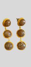 Golden brown quartz trio drop earrings