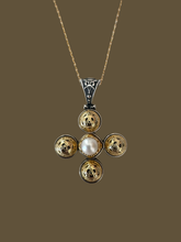 The gold filigree Byzantine fresh water pearl cross no zoo am