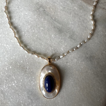 The lapis lazuli with mother of pearl necklace