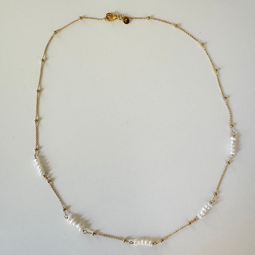 Petite pearl ball chain necklace