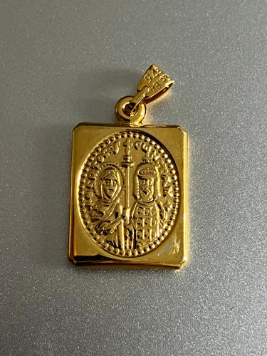 Solid 14k gold ICXC Konstantine and Helen pendant