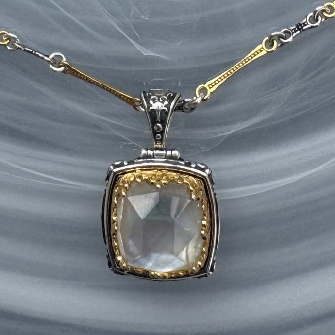 Big bold Mother of pearl Byzantine tube necklace