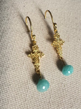 The petite Milano cross earrings with semi precious drop