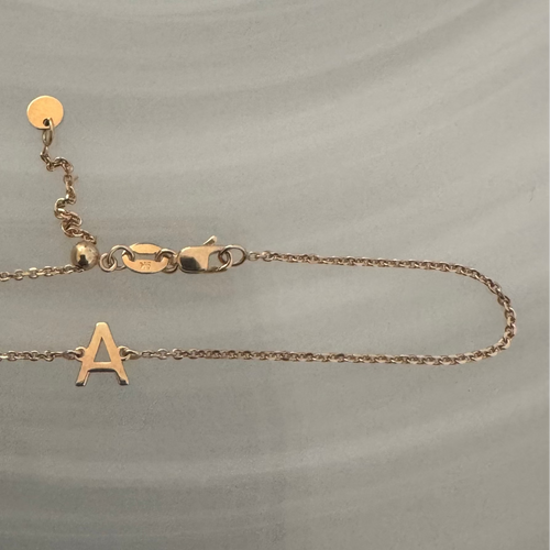 9k gold diamond cut trace chain with initial.