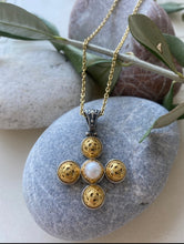 The gold filigree Byzantine fresh water pearl cross no zoo am