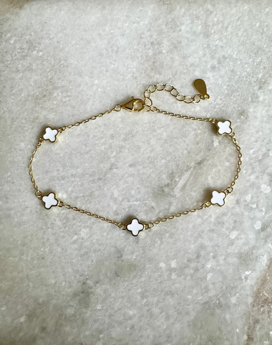 White enamel flower bracelet