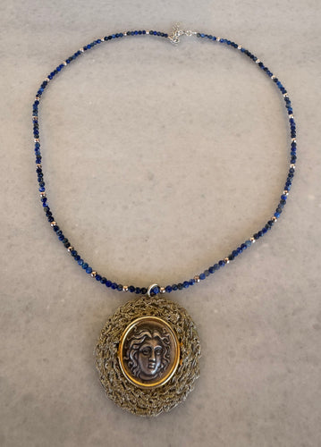 Alexander the Great coin with lapis lazuli necklace