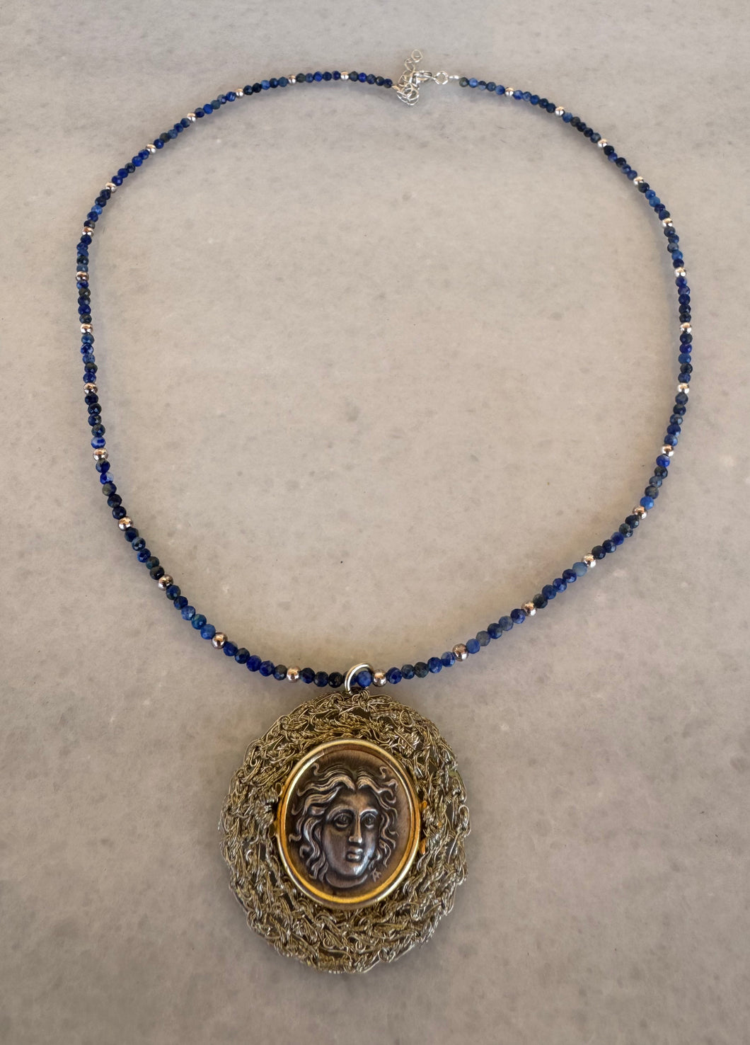 Alexander the Great coin with lapis lazuli necklace