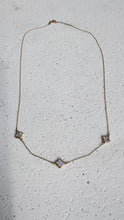 14k gold with three mother of pearl clover necklace