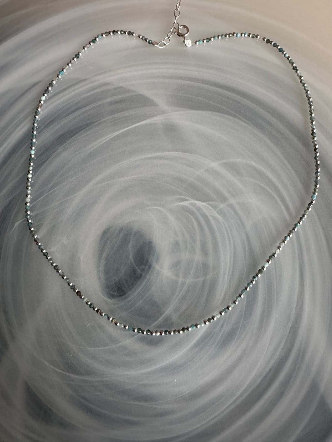 Tiny apatite and sterling silver choker necklace