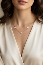 14k gold with three mother of pearl clover necklace