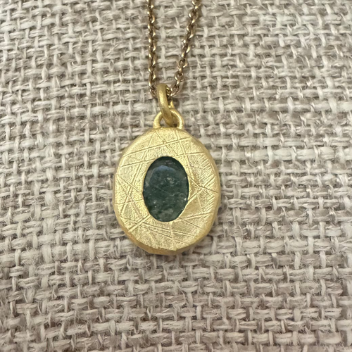 The brushed gold labradorite necklace