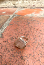 Raw rose quartz ring